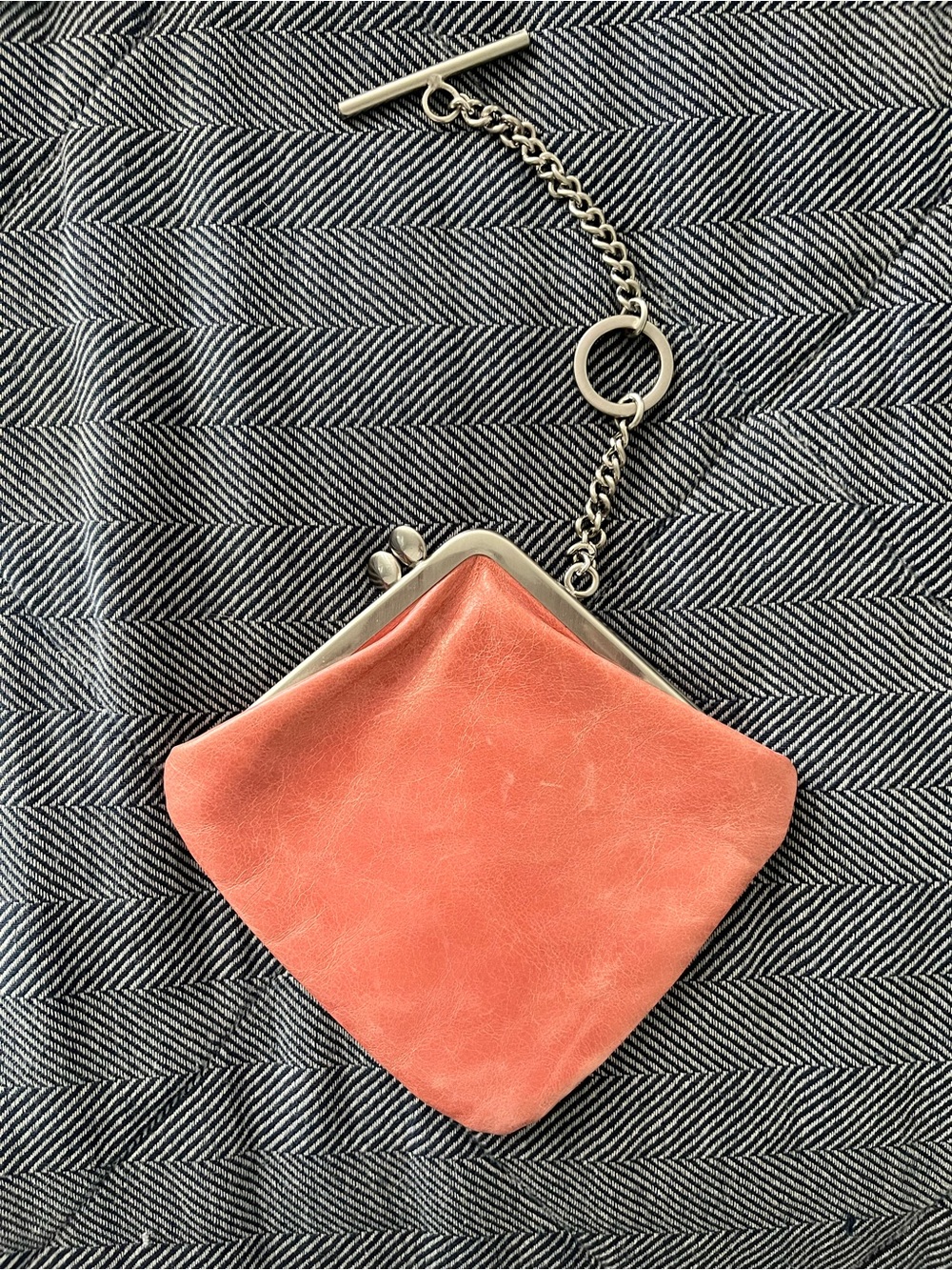 HOBO Coral Leather Kiss-Lock Chain Clutch